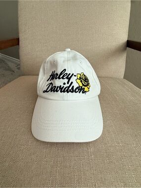 Harley-Davidson Kids White Cap with Yellow Rose Embroidery